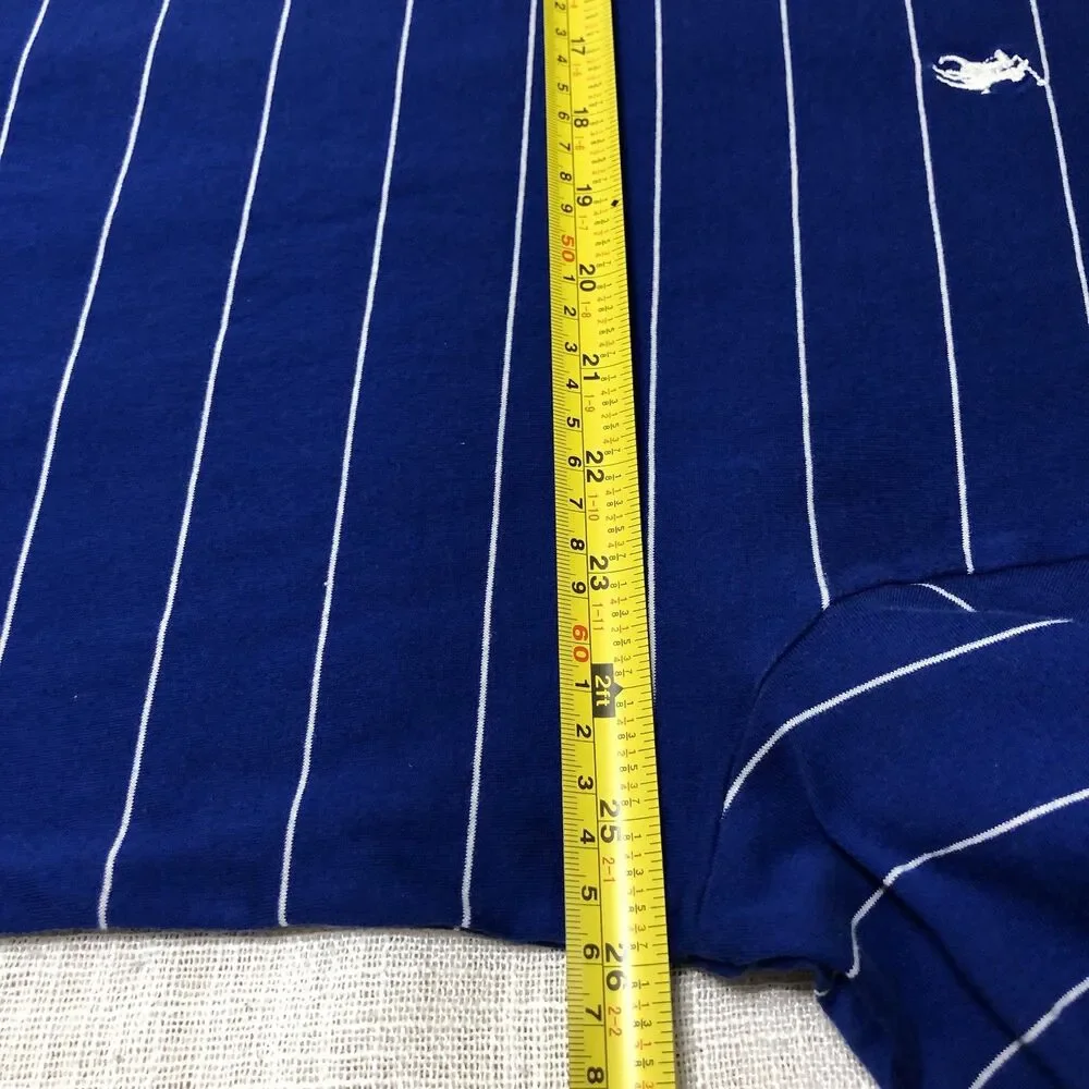 Polo Golf Ralph Lauren Shirt Mens XL 100 Pima Cotton Blue White Stripe Pony Logo
